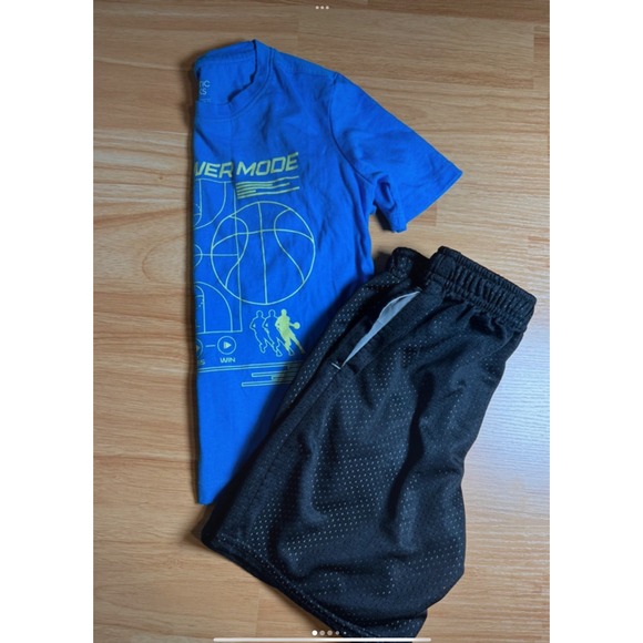 Athletic Works Other - Athletic Works Boys Blue Basketball Power Mode Shirt Black Mesh Shorts Set S 6-7